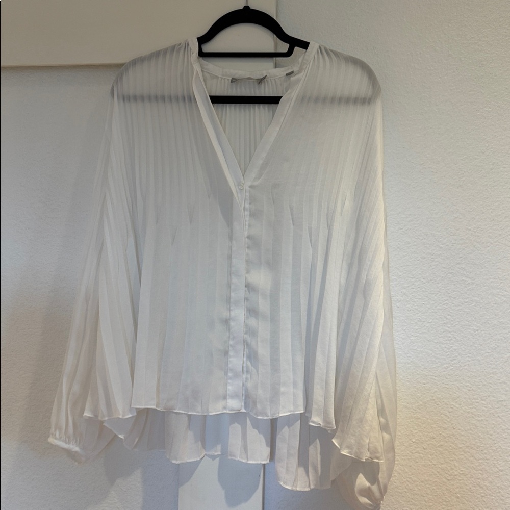 Vince Elegant White Pleated Blouse